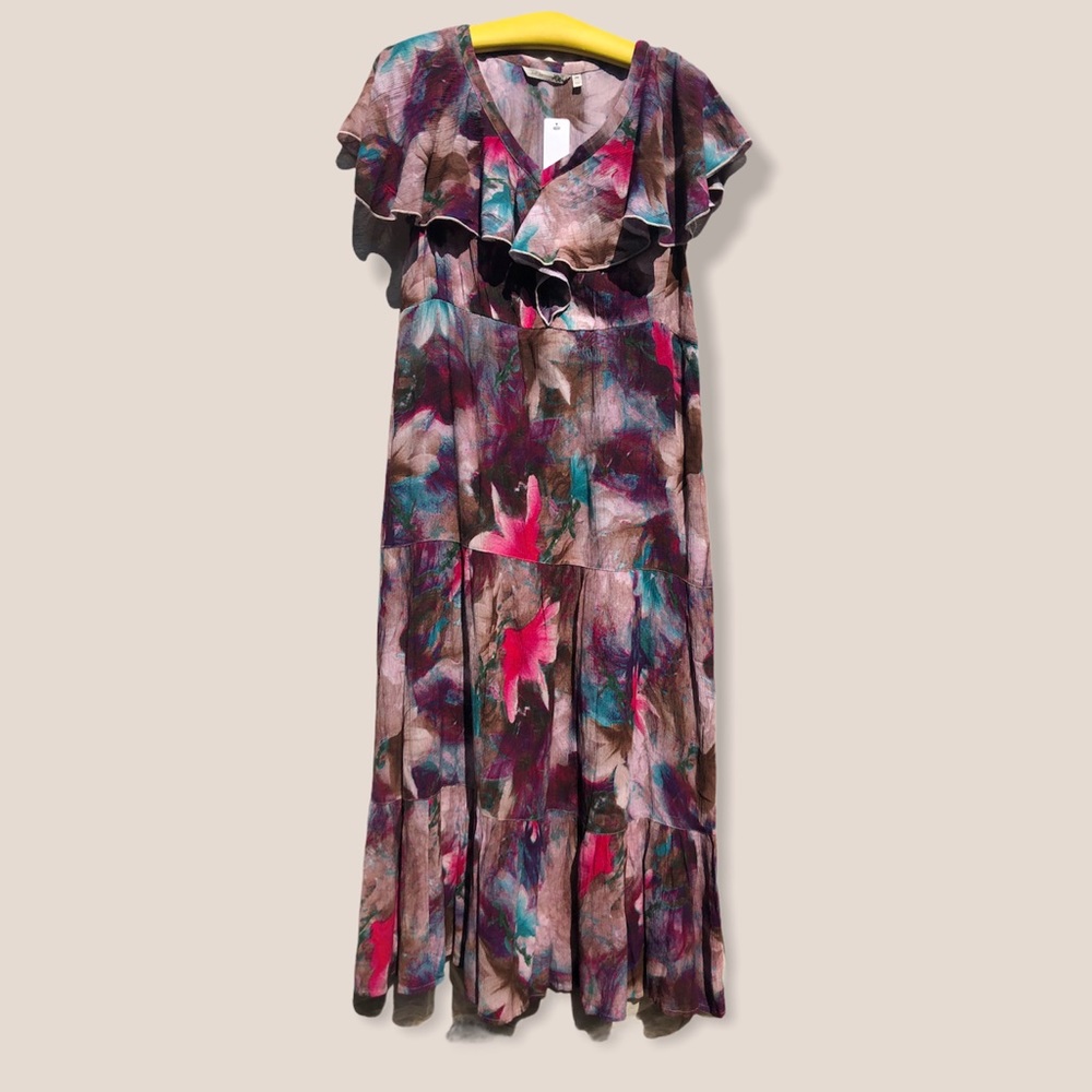 Soft Surroundings Ruffled Maxi watercolor dress